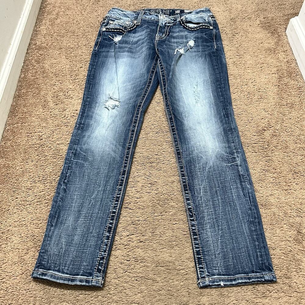Miss Me Ankle Cropped Jeans Size 31 Embroidered JE1096AC3